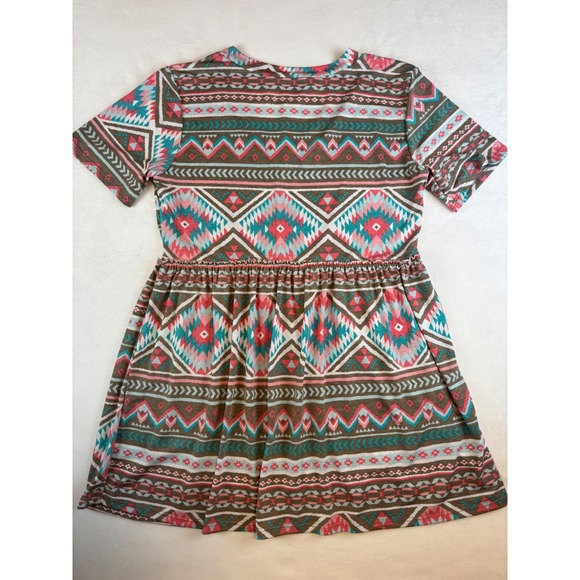 Heimish USA Brown Aztec Print‎ Short Sleeve Mini Dress - Size Small New Boutique - Picture 7 of 7